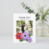 Waterverf Anemone Floral Hartelijk dank voor het B Briefkaart (Staand voorkant)