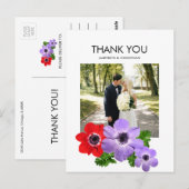 Waterverf Anemone Floral Hartelijk dank voor het B Briefkaart (Voorkant / Achterkant)