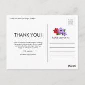 Waterverf Anemone Floral Hartelijk dank voor het B Briefkaart (Achterkant)