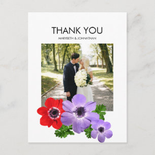 Waterverf Anemone Floral Hartelijk dank voor het B Briefkaart