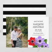 Waterverf Anemone Floral sla de Datum fotokaart op Save The Date (Voorkant / Achterkant)
