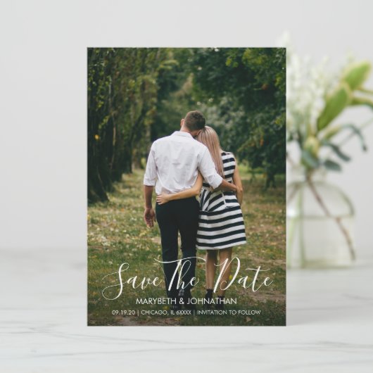 Waterverf Anemone Floral sla de Datum fotokaart op Save The Date (Staand voorkant)