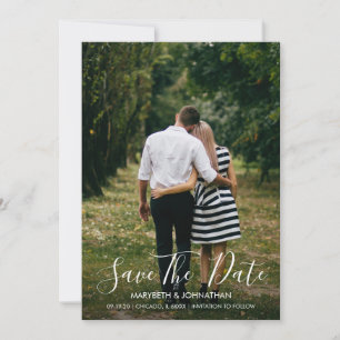 Waterverf Anemone Floral sla de Datum fotokaart op Save The Date