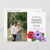 Waterverf Anemone Floral sla het Briefkaart Datum  (Voorkant / Achterkant)