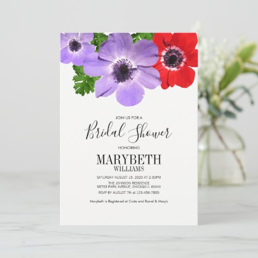 Waterverf Anemone Floral Vrijgezellenfeest Card Kaart (Staand voorkant)