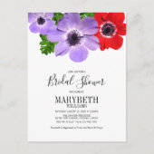 Waterverf Anemone Floral Vrijgezellenfeest Card Uitnodiging Briefkaart (Voorkant)