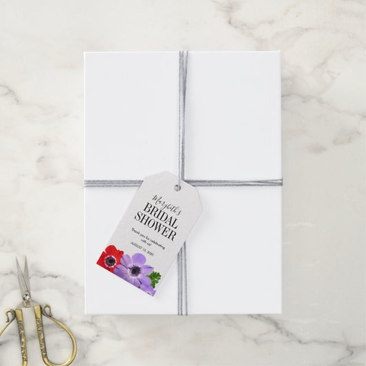 Waterverf Anemone Floral Vrijgezellenfeest Favor T Cadeaulabel (Met Touw)