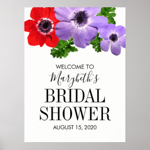 Waterverf Anemone Floral Vrijgezellenfeest Sign Poster