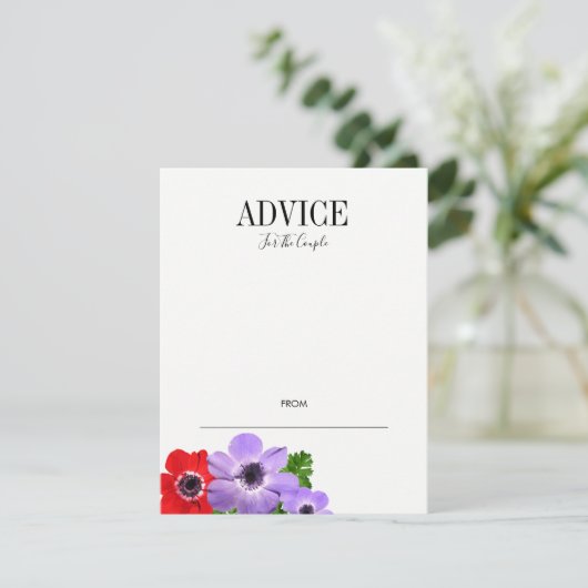 Waterverf Anemone Floral Weddenschap Advieskaart (Staand voorkant)