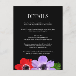 Waterverf Anemone Floral Wedding Details Kaart