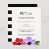 Waterverf Anemone Floral Wedding Details Kaart (Voorkant / Achterkant)