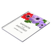 Waterverf Anemone Floral Wedding Guest Book Notitieboek (Linkerzijde)