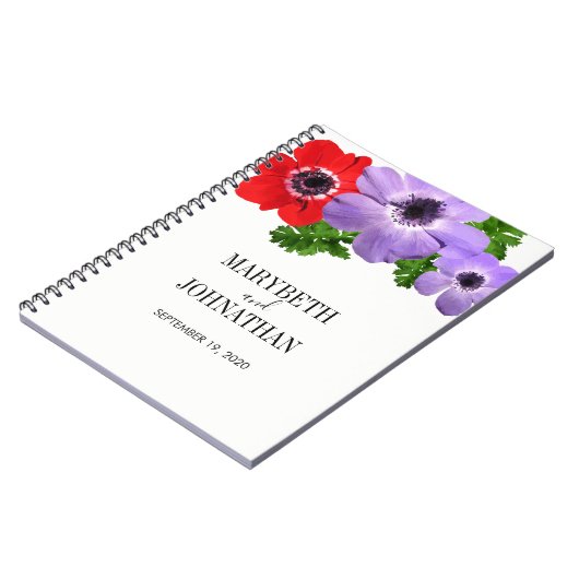 Waterverf Anemone Floral Wedding Guest Book Notitieboek (Linkerzijde)