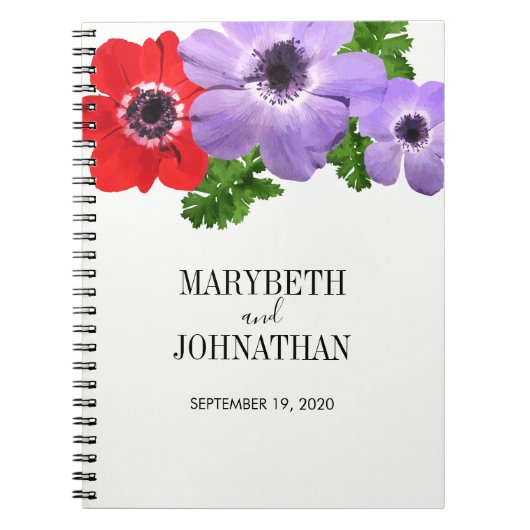 Waterverf Anemone Floral Wedding Guest Book Notitieboek (Voorkant)