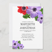 Waterverf Anemone Floral Wedding Invitation Card Kaart (Voorkant)