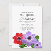 Waterverf Anemone Floral Wedding Invitation Card Kaart (Voorkant)
