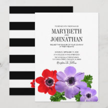 Waterverf Anemone Floral Wedding Invitation Card