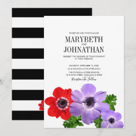 Waterverf Anemone Floral Wedding Invitation Card Kaart