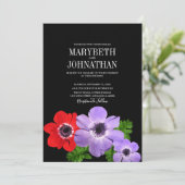 Waterverf Anemone Floral Wedding Invitation Card Kaart (Staand voorkant)