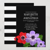Waterverf Anemone Floral Wedding Invitation Card Kaart (Voorkant / Achterkant)