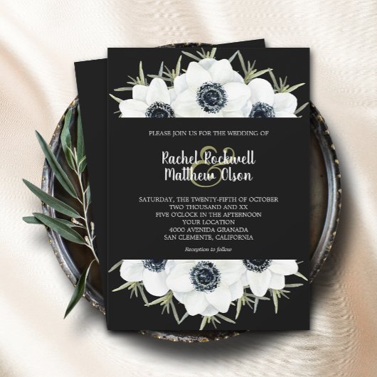 Waterverf Anemone Floral Wedding Kaart