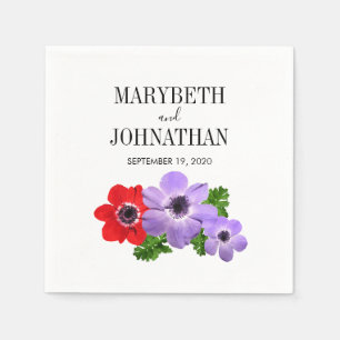Waterverf Anemone Floral Wedding Paper Napkins Servet