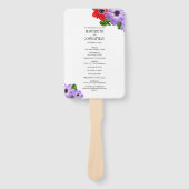 Waterverf Anemone Floral Wedding Programme Fans Handwaaier (Voorkant)