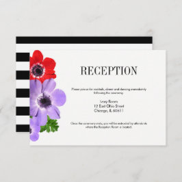 Waterverf Anemone Floral Wedding Reception Kaart