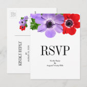 Waterverf Anemone Floral Wedding RSVP Briefkaart (Voorkant / Achterkant)