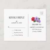 Waterverf Anemone Floral Wedding RSVP Briefkaart (Achterkant)