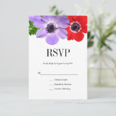 Waterverf Anemone Floral Wedding RSVP Kaart (Staand voorkant)