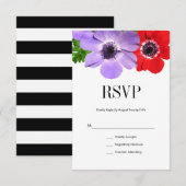 Waterverf Anemone Floral Wedding RSVP Kaart (Voorkant / Achterkant)