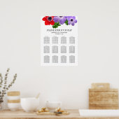 Waterverf Anemone Floral Wedding Seating Chart Poster (Keuken)