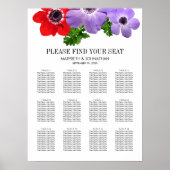 Waterverf Anemone Floral Wedding Seating Chart Poster (Voorkant)