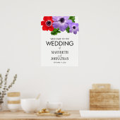 Waterverf Anemone Floral Wedding Welcome Sign Poster (Keuken)