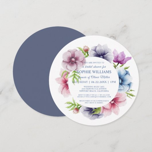 Waterverf Anemone Flower Vrijgezellenfeest Kaart (Voorkant / Achterkant)