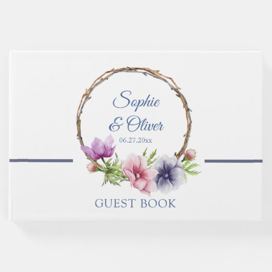 Waterverf Anemone Flower Wedding Gastenboek (Voorkant)