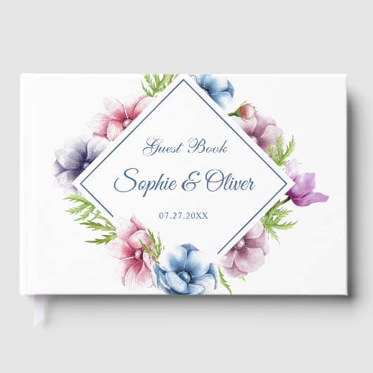 Waterverf Anemone Flower Wedding Gastenboek (Voorkant)
