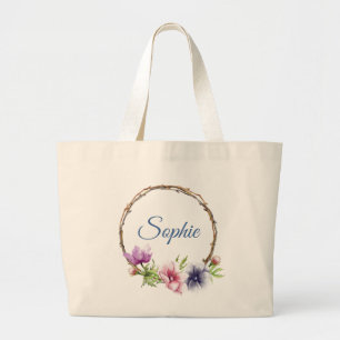 Waterverf Anemone Flower Wedding Grote Tote Bag