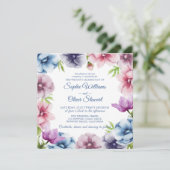 Waterverf Anemone Flower Wedding Kaart (Staand voorkant)