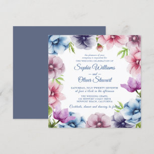 Waterverf Anemone Flower Wedding Kaart