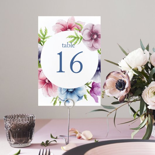 Waterverf Anemone Flower Wedding Kaart