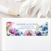 Waterverf Anemone Flower Wedding Return-adres Etiket (Insitu)