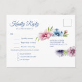 Waterverf Anemone Flower Wedding RSVP Uitnodiging Briefkaart (Achterkant)