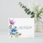 Waterverf Anemone Flower Wedding RSVP Uitnodiging Briefkaart (Staand voorkant)