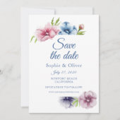 Waterverf Anemone Flower Wedding Save The Date (Voorkant)