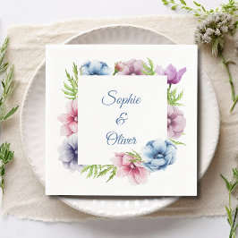 Waterverf Anemone Flower Wedding Servet