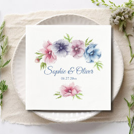 Waterverf Anemone Flower Wedding Servet