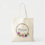 Waterverf Anemone Flower Wedding Tote Bag<br><div class="desc">Deze bruiloft canvas tassen hebben een elegant blauw schrift op een witte achtergrond omringd door prachtige Anemone bloemen in roze, lavendel, blauw, paarse en violet met groene bladeren. De tekst kan worden aangepast door de tekstvakken te bewerken. Ontworpen voor u door Evco Studio © op www.zazzle.com/store/evcostudio #wedding #bridesmaids #bridalparty #tas...</div>