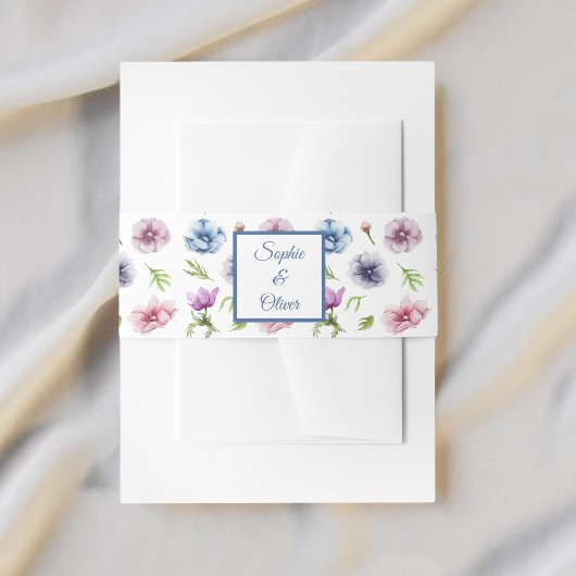 Waterverf Anemone Flower Wedding Uitnodigingen Wikkel